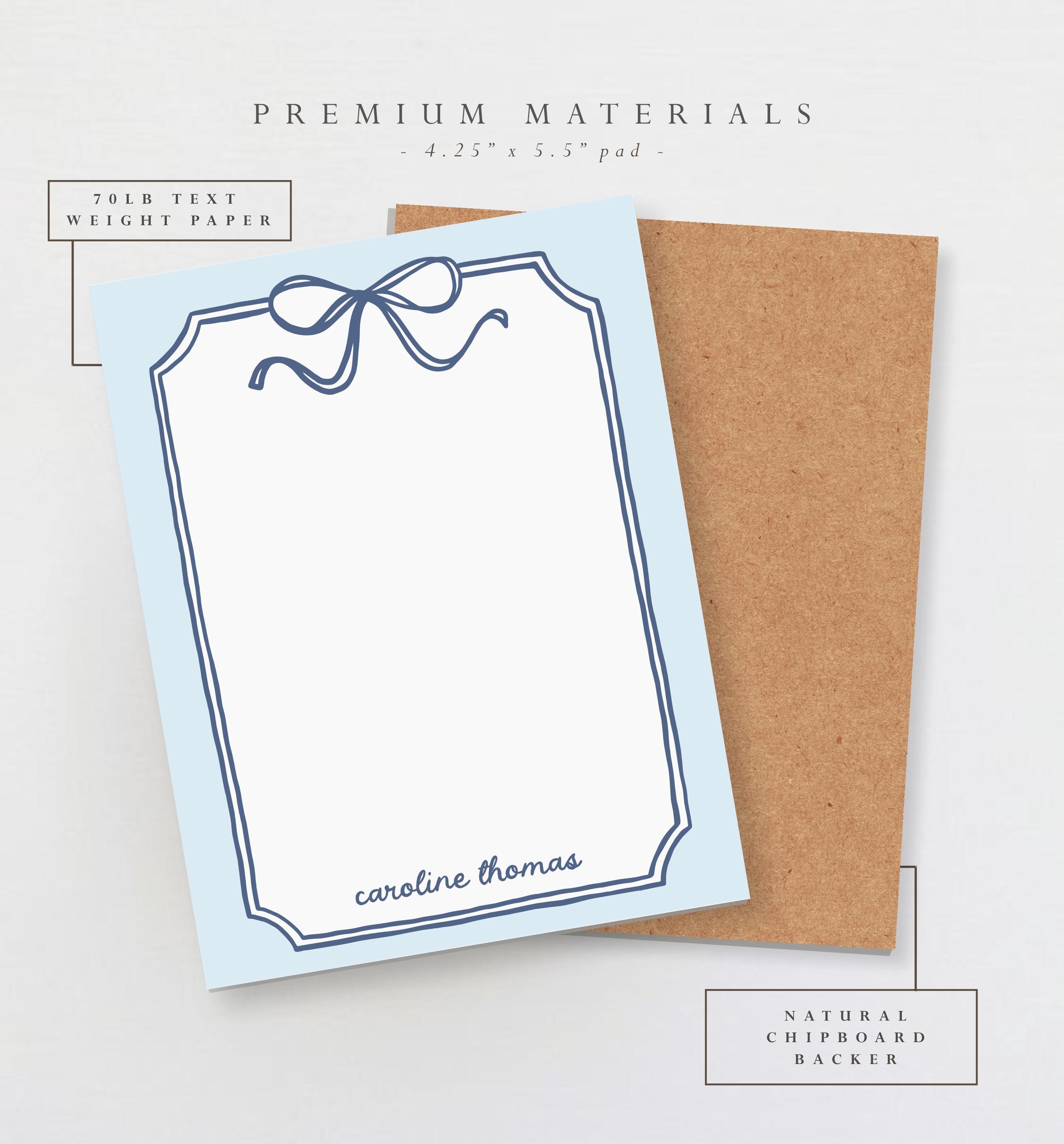 Bow Notepad Personalized Notepad | Cute Preppy Bow Notepad | Custom Notepad | Cute ...