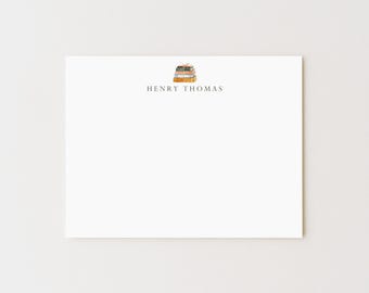 Personalized Stationery Set, Custom Note Cards, Books, Bundle Of Books, Gift For Reader
