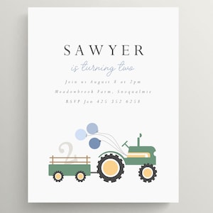 Tractor Invitation | Tractor Birthday Invitation | Tractor Baby Shower | Farm Party | Tractor Party | Green Tractor