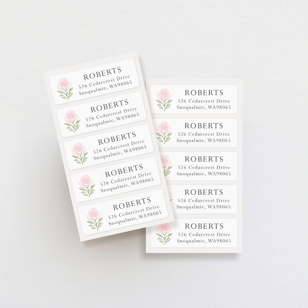 Personalized Pink Rose Address Labels - Weatherproof Set of 30 - Etsy