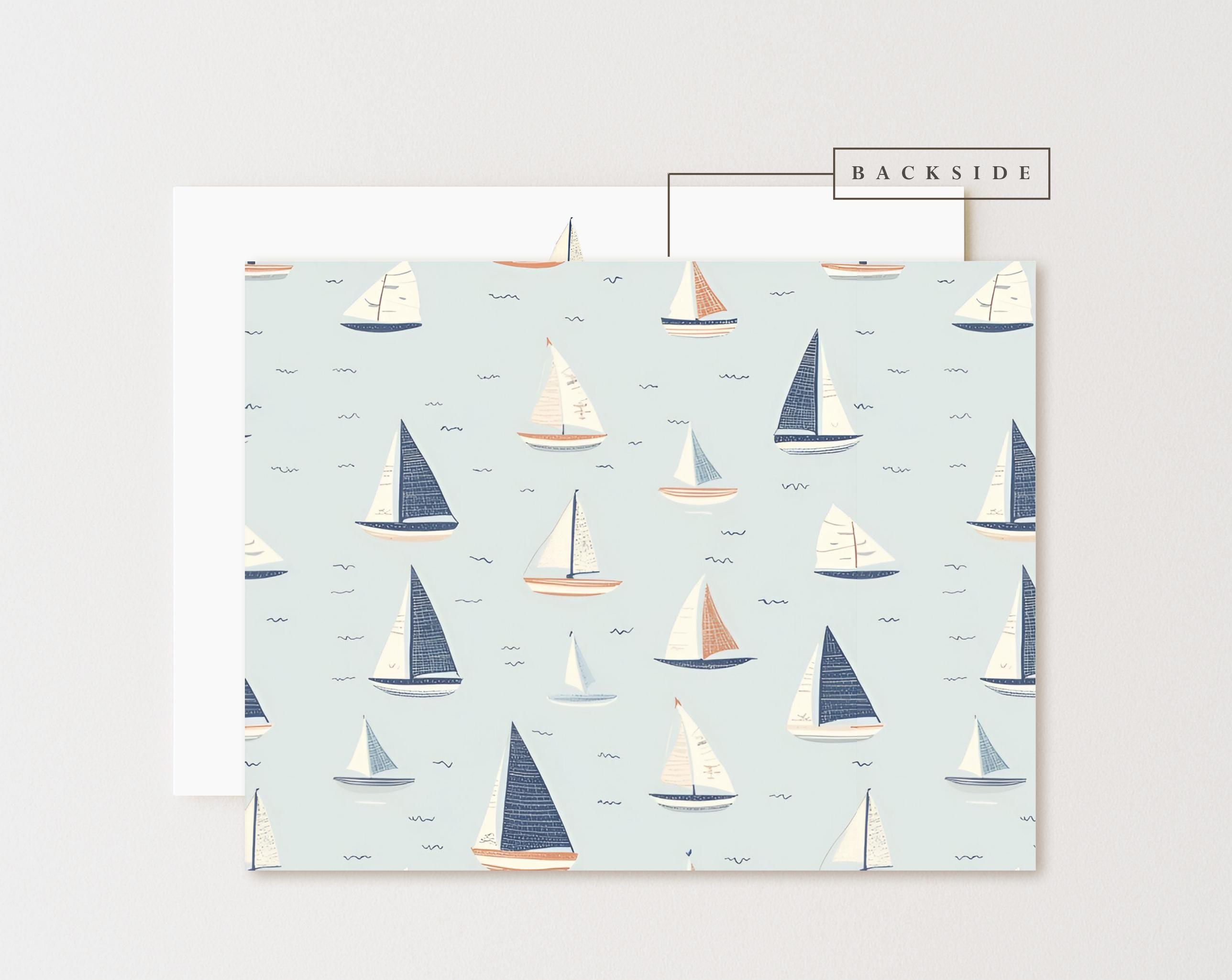 Personalized Sailboat Stationery Set: Nautical Note Cards, Double Sided ...