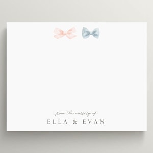 Personalized Stationery Set | Twin Nursery Stationery | Notecard for Twins | Boy Twins | Girl Twins | Custom Stationery | Set of 10