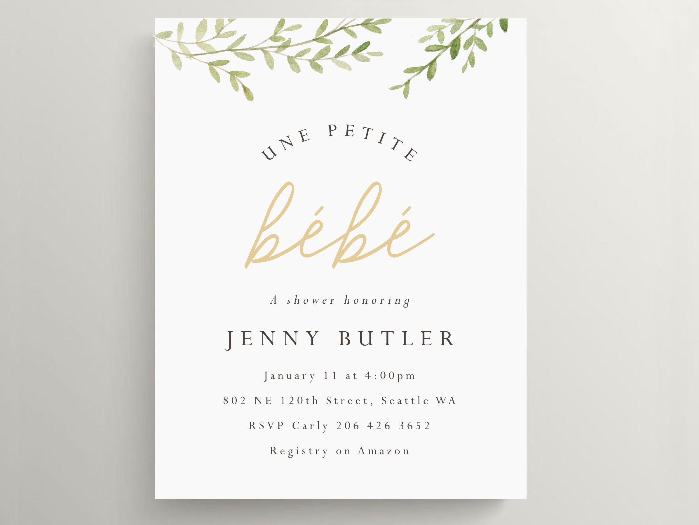 Une Petite Bebe Invitation French Baby Shower Invitation Le Etsy