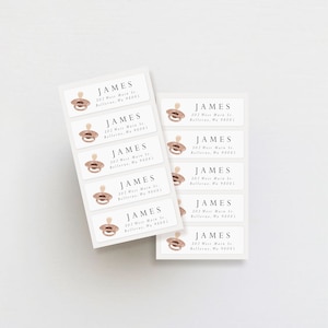 Baby Pacifier Address Labels: Personalized Return Address Stickers (Set of 30)