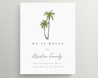 Palm Tree Moving Announcement | New Home Announcement | Beach Moving Card | Tropical Moving Announement