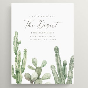 Desert Cactus Moving Announcement | Change Of Address | New Home Card | New Address Card | Cacti | Arizona | Set of 10