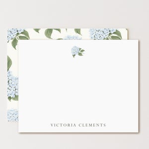 Personalized Blue Hydrangea Stationery Set: Elegant Floral Note Cards, Hostess Gift