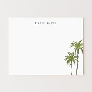 Personalized Palm Tree Stationery Set: Flat Note Cards (Set of 10)