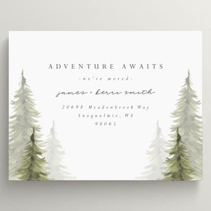 Woodland Trees Moving Announcement | Change Of Address | New Home Card | New Address Card | Flat Card | Woods | Adventure Awaits | Set of 10