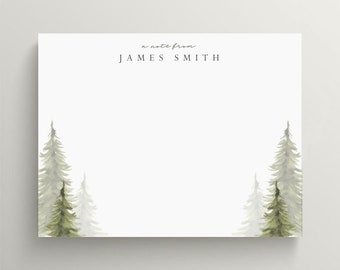 Personalized Stationery Set | Alpine Trees Stationery | Woodland Note Card | Forest  | Custom Stationery | Set of 10