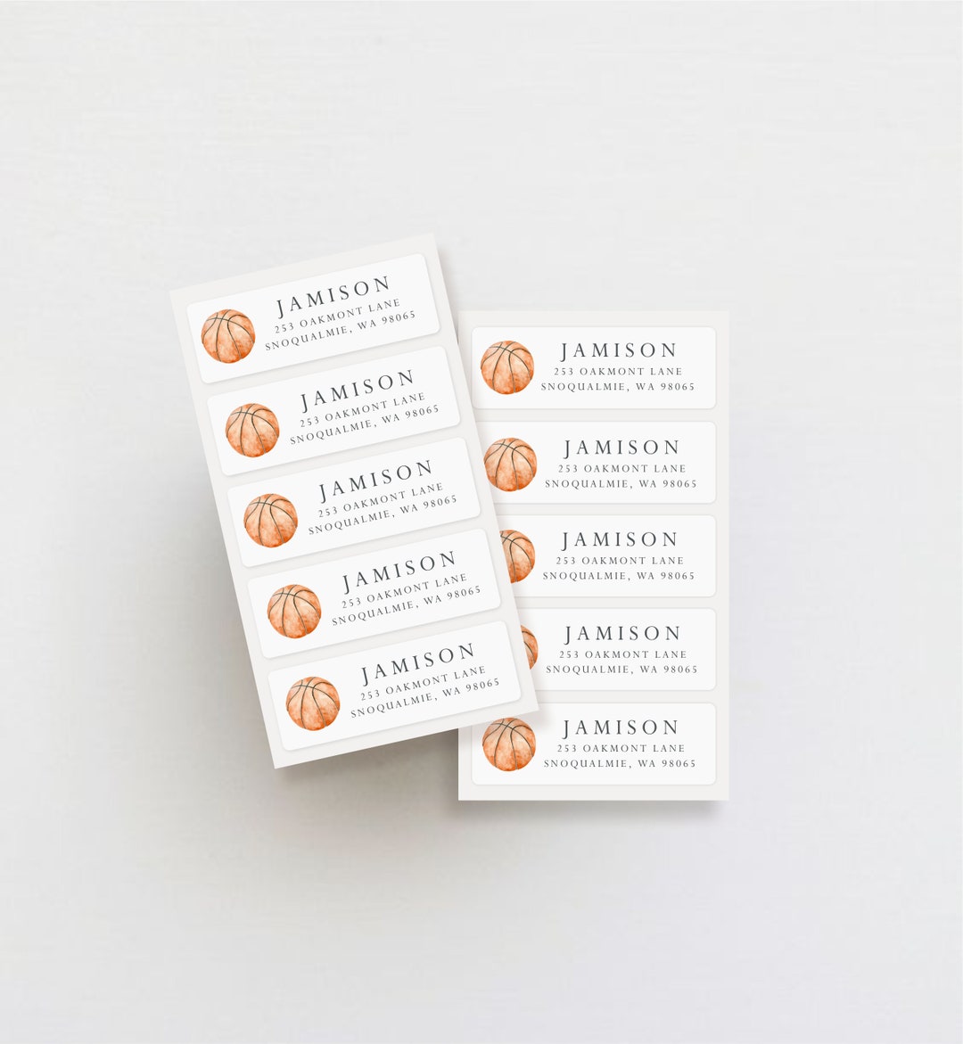Basketball Personalized Address Labels: Weatherproof Stickers (set of ...