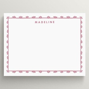 Personalized Stationery Set | Cute Kids Stationery | Hand Drawn Mauve Pink Boarder | Children&#39;s Stationery | Custom Stationery | Set of 10