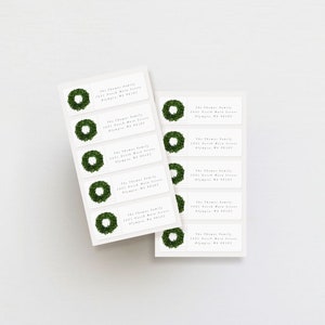 Boxwood Wreath Address Labels: Personalized Weatherproof Stickers
