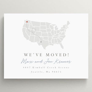 united states map moving announcement, us map moving announcement, moving cards, united states, just moved, new home, states