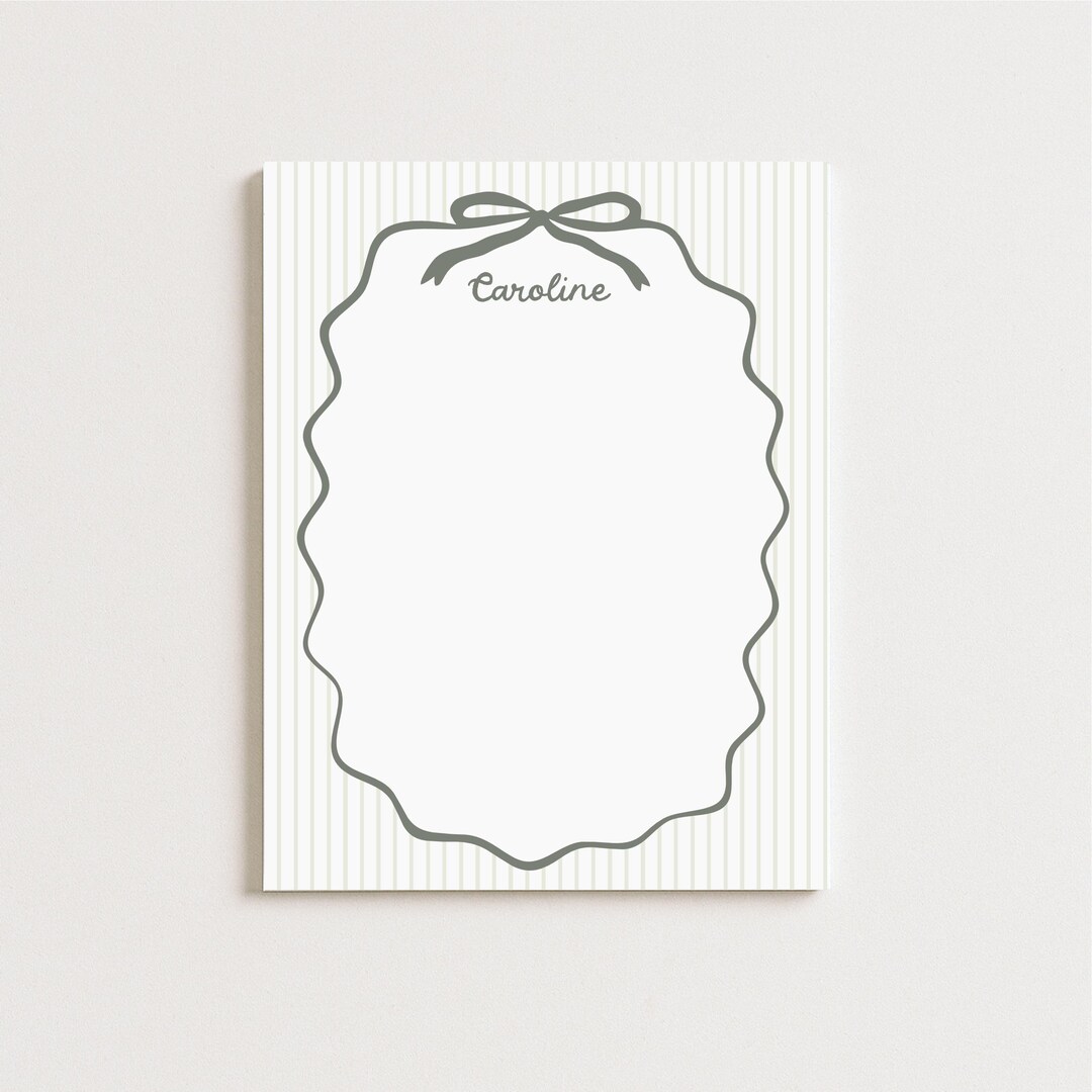Personalized Preppy Coquette Bow Border Notepad: Custom Stationery Gift ...