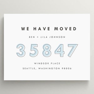 Bold Numbers Moving Announcement | Change Of Address | New Home Card | New Address Card | Flat Card | Modern Minimalist | Set of 10