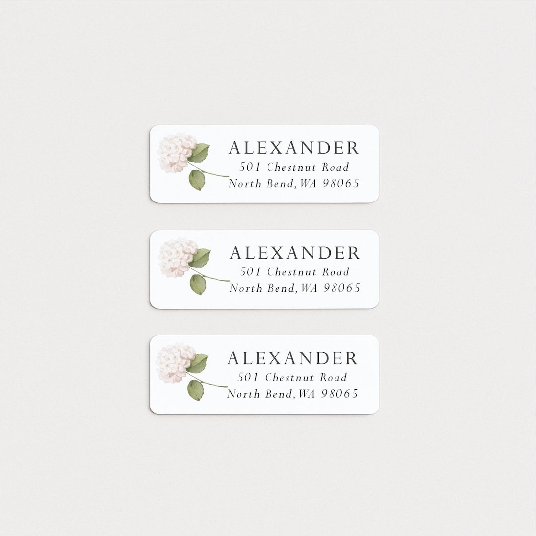 Hydrangea Label Vintage White Hydrangea Address Labels - Set of 30 Weatherproof Return ...