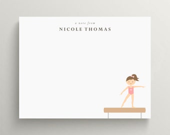 Personalized Stationery Set | Flat Note Card | Gymnastics Stationery | Gymnast Note Card | Stationery for Girls | Set of 10