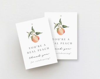 personalized favor tag, thank you tag, custom tag, peach favor tag, little peach tag, tag with peaches