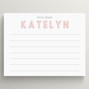 Personalized Flat Note Card Set: Kid's Lined Stationery