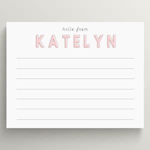 Personalized Stationery Set | Flat Note Card | Kid's Stationery | Children's Note Card | Lined Stationery | Set of 10