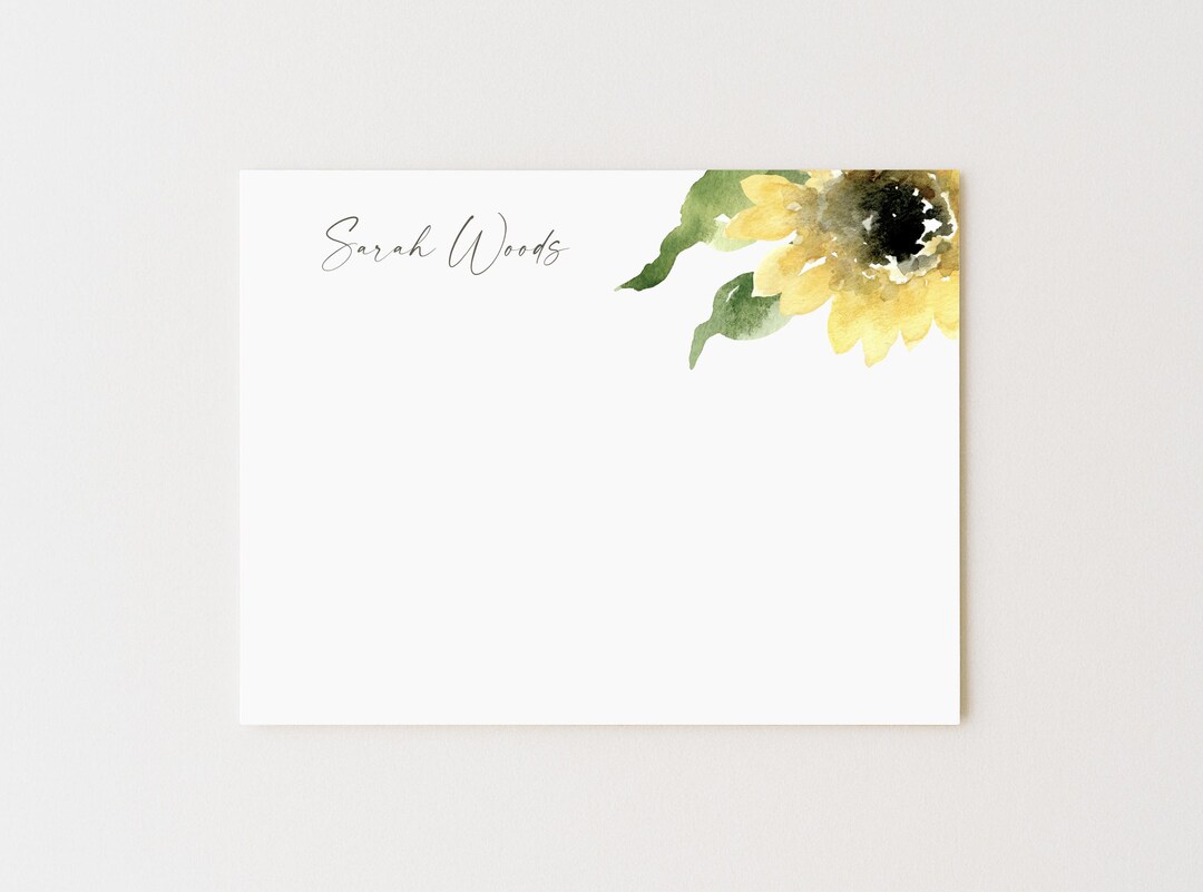 Personalized Sunflower Stationery Set: Floral Note Cards - Etsy