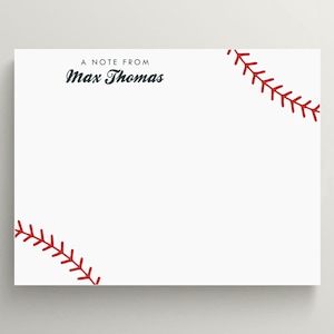 Personalized Stationery Set | Flat Note Card | Baseball Stationery | Sports Stationery | Baseball Note Card | Kids Stationery | Set of 10