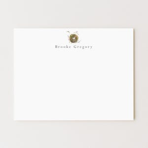 Personalized Bird Nest Stationery Set: Floral Flat Note Cards