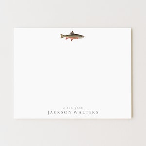 Personalized Trout Stationery Set: Flat Note Cards, Fisherman Gift