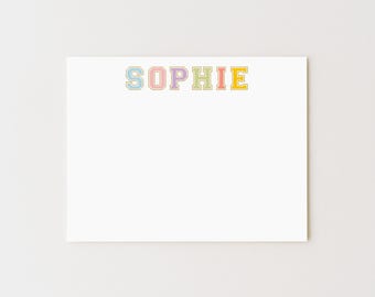 Personalized Kids Stationery Set: Varsity Patch Letter Note Cards