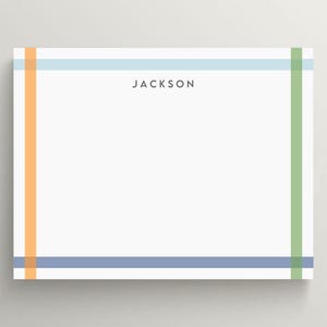 Personalized Stationery Set | Cute Kids Stationery | Bold Pop Of Color Boarder | Children&#39;s Stationery | Modern Stationery | Set of 10