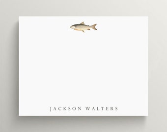 Personalized Stationery Set | Flat Note Card | Fish Stationery | Trout Note Card | Fisherman Gift | Fishing | Set of 10