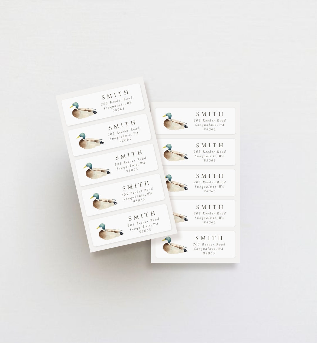 Mallard Duck Address Labels: Personalized Weatherproof Return Stickers ...