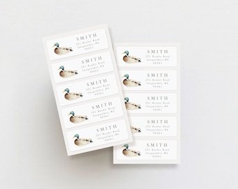 Mallard Duck Address Labels: Personalized Weatherproof Return Stickers (Set of 30)