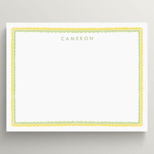 Personalized Stationery Set | Cute Kids Stationery | Hand Drawn Yellow Green Boarder | Children&#39;s Stationery | Custom Stationery | Set of 10