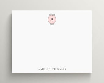 Personalized Stationery Set | Custom Kids Stationery | Baby Girl | New Baby Stationery | Pink Floral Frame | Set of 10