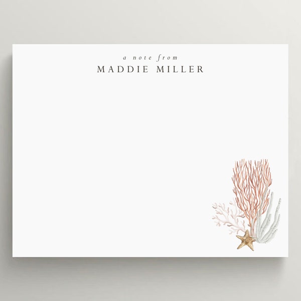 Personalized Stationery Set | Flat Note Card | Seaside Stationery | Under The Sea Note Card | Tropical Stationery | Set of 10