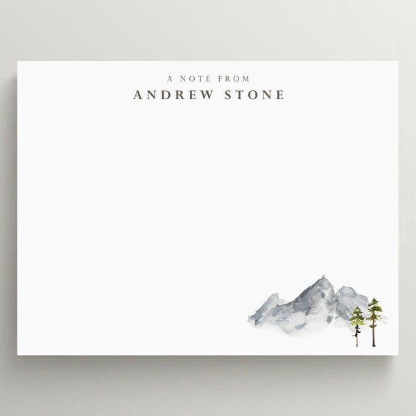 Personalized Stationery Set | Mountain Stationery | Hiking Note Card | Mountain Range | Kids Stationery | Custom Stationery | Set of 10