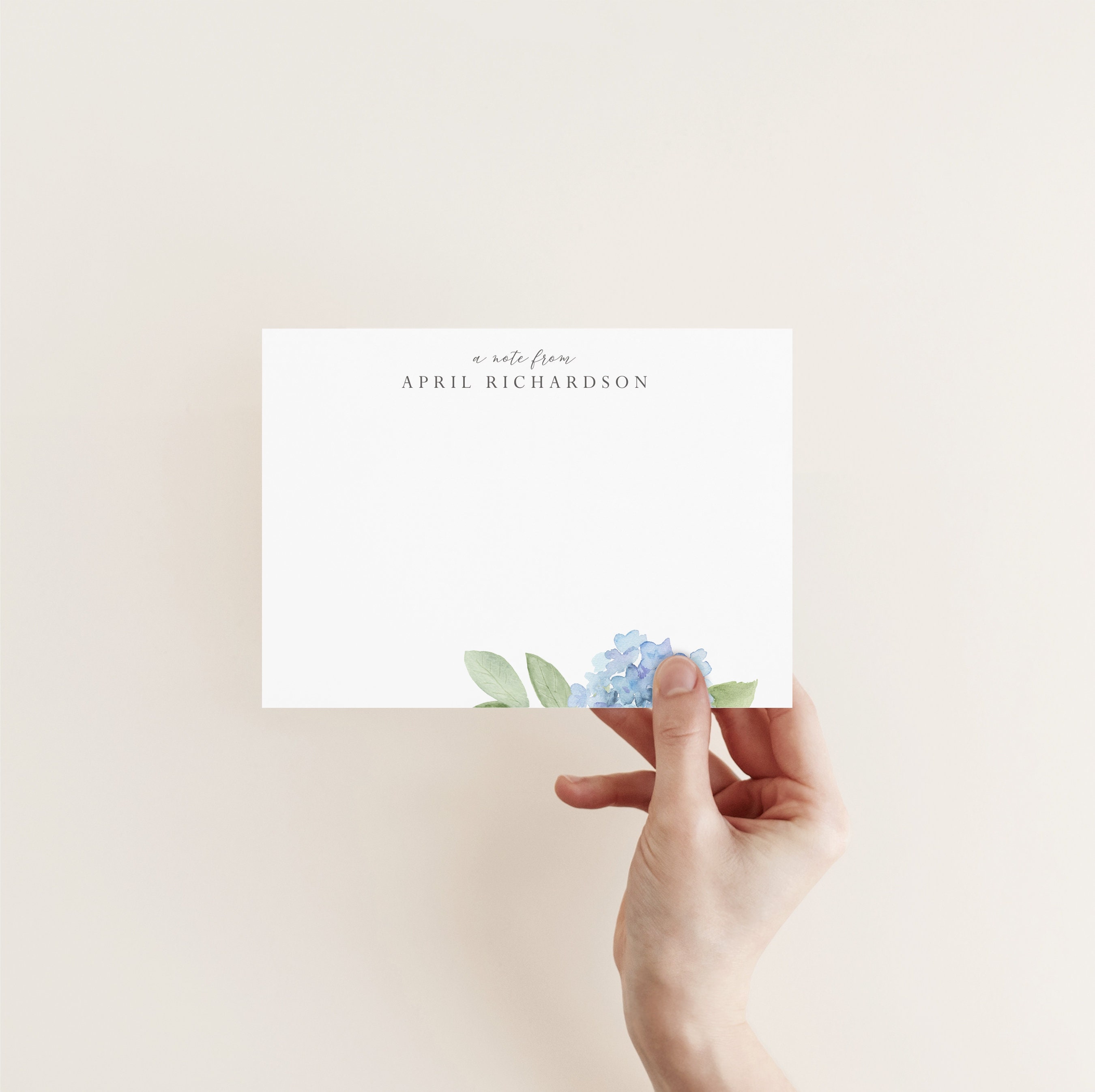 Personalized Hydrangea Stationery Set: Flat Note Cards (set of 10) - Etsy