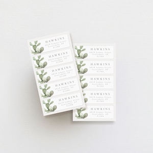May include: A set of eight white address labels with a cactus illustration and the text "HAWKINS" and the address "4859 Lennox Street, Scottsdale, AZ 85266".