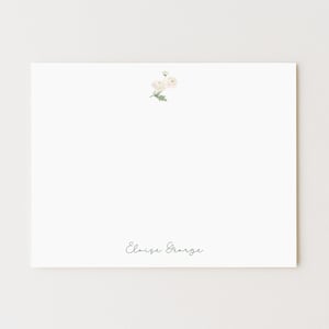 Personalized Ranunculus Stationery Set: Floral Note Cards 画像 1