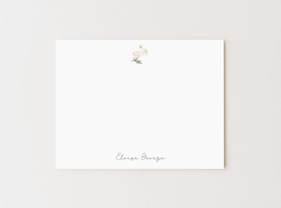 Personalized Ranunculus Stationery Set: Floral Note Cards