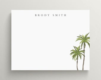 Personalized Stationery Set | Flat Note Card | Beach Stationery | Palm Trees Note Card | Summer Stationery | Palm Tree | Set of 10