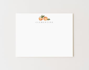 Personalized Citrus Stationery Set: Orange Note Cards (Set of 10)