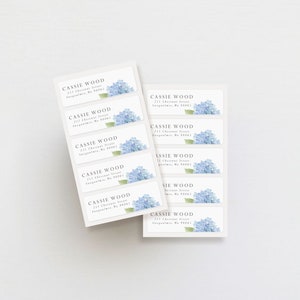 Set of 30 Address Labels | Weatherproof Labels | Return Address Stickers | Hydrangea Personalized Address Labels