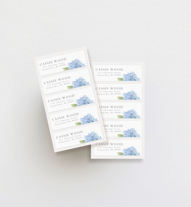 Hydrangea Address Labels: Personalized Weatherproof Return Stickers ...