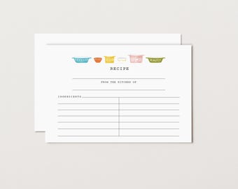 Custom Recipe Cards, Vintage Baking Dish, Retro Design, 3x5, 4x6, Set of 10