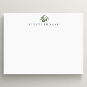 Personalized Stationery Set | Flat Note Card | White Camellia Stationery | Floral Note Card | Floral Stationery | Set of 10