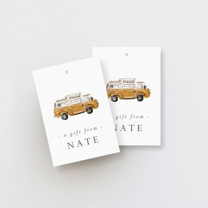 Personalized Favor Tag, Custom Tag, Camper Van Tag, Customized Gift Tag |  Beach Van | Vintage Van | Set of 10