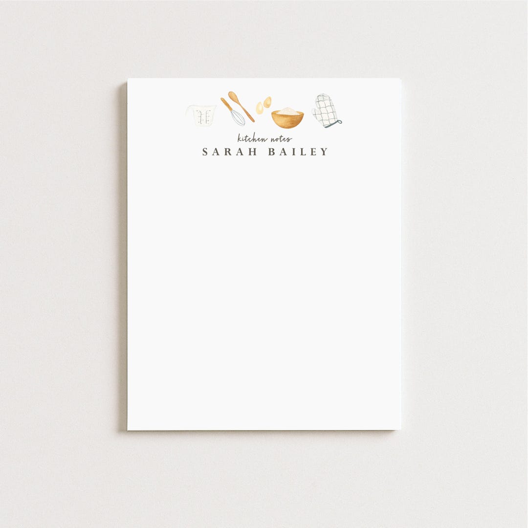 Personalized Kitchen Notepad: Baking Theme, Recipe Notes, Gift for Cook ...